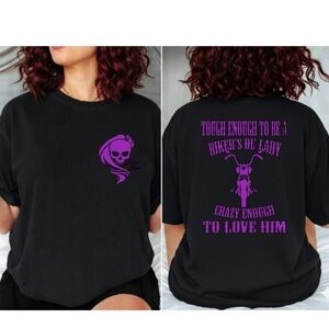 Biker shirt cute popular ol lady humor motorcycle rider riding skull Purple